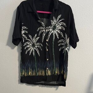 Black Palm Tree Button-Up Shirt